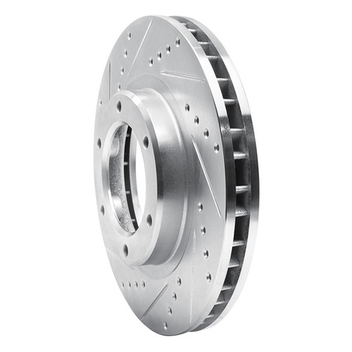 DFC Brake Rotor - Drilled and Slotted - Silver 631-76110L