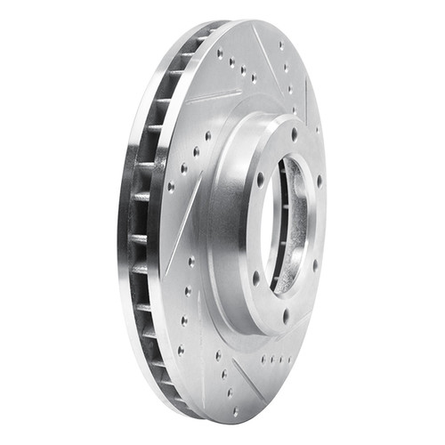DFC Brake Rotor - Drilled and Slotted - Silver 631-76110R
