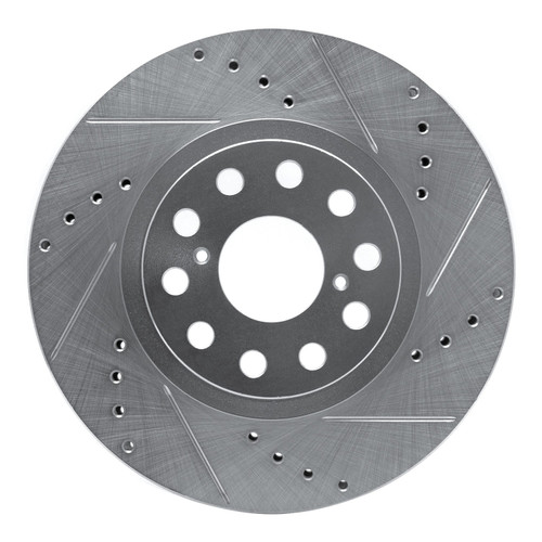 DFC Brake Rotor - Drilled and Slotted - Silver 631-76061R