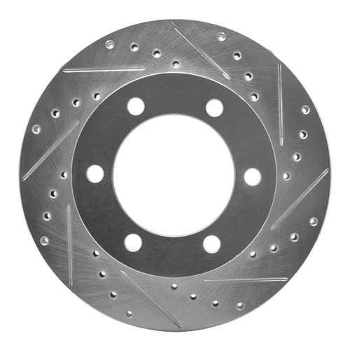 DFC Brake Rotor - Drilled and Slotted - Silver 631-76121R