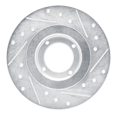 DFC Brake Rotor - Drilled and Slotted - Silver 631-76004L