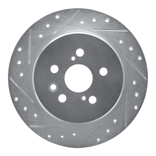 DFC Brake Rotor - Drilled and Slotted - Silver 631-76046L