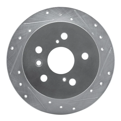DFC Brake Rotor - Drilled and Slotted - Silver 631-76076R