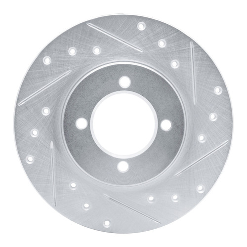 DFC Brake Rotor - Drilled and Slotted - Silver 631-76006R