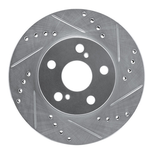 DFC Brake Rotor - Drilled and Slotted - Silver 631-76077R