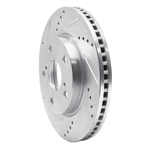 DFC Brake Rotor - Drilled and Slotted - Silver 631-76135L