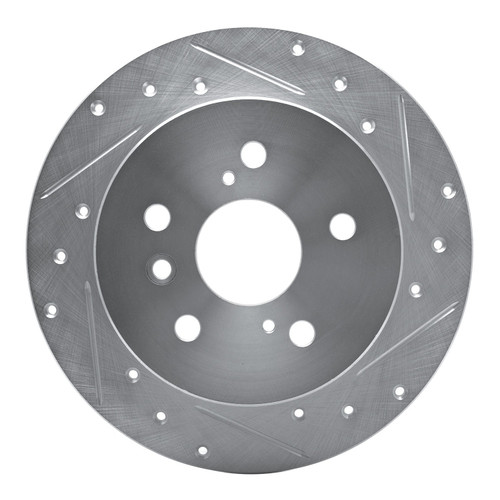 DFC Brake Rotor - Drilled and Slotted - Silver 631-76079R