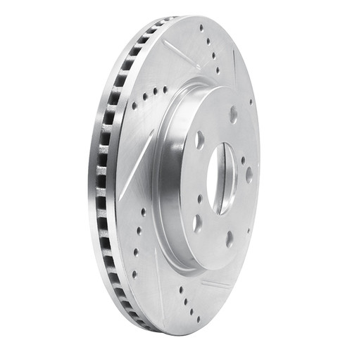 DFC Brake Rotor - Drilled and Slotted - Silver 631-76135R