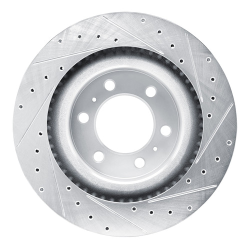 DFC Brake Rotor - Drilled and Slotted - Silver 631-76162L