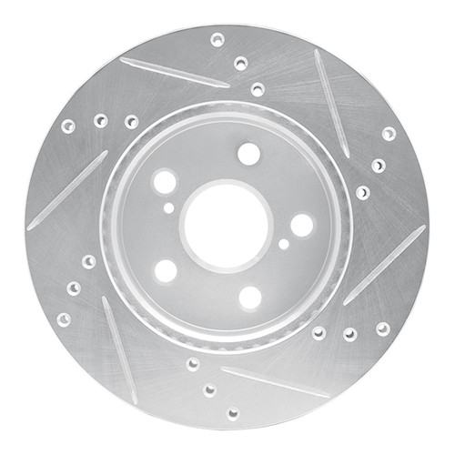 DFC Brake Rotor - Drilled and Slotted - Silver 631-76151L