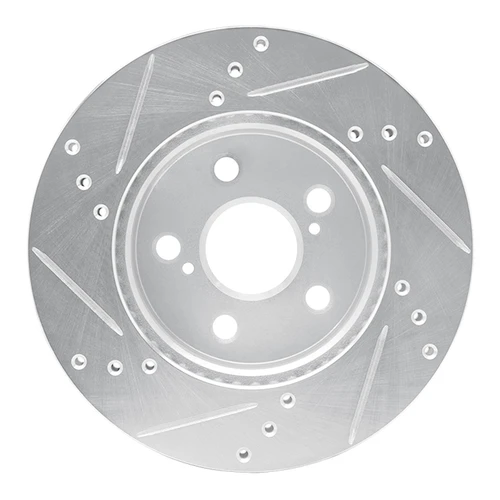 DFC Brake Rotor - Drilled and Slotted - Silver 631-76151R