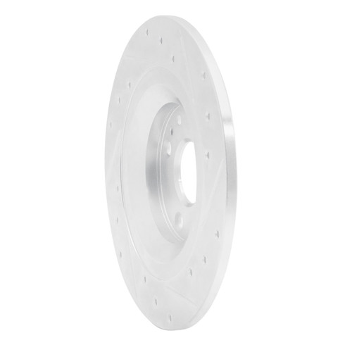 DFC Brake Rotor - Drilled and Slotted - Silver 631-80037L
