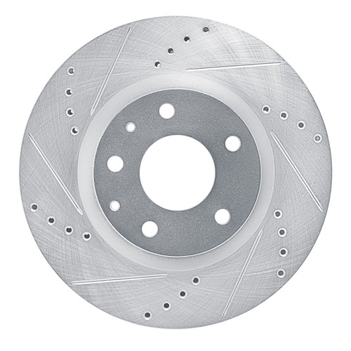 DFC Brake Rotor - Drilled and Slotted - Silver 631-80081L