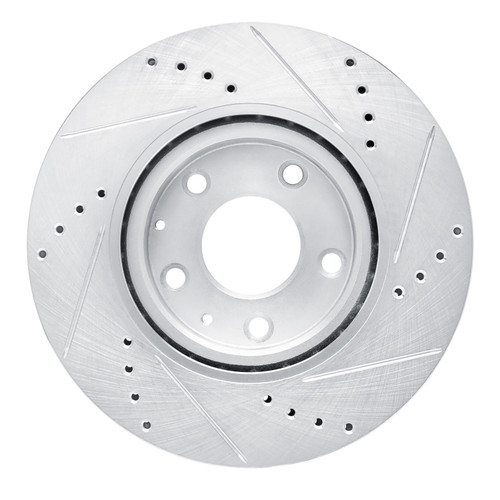DFC Brake Rotor - Drilled and Slotted - Silver 631-80081L