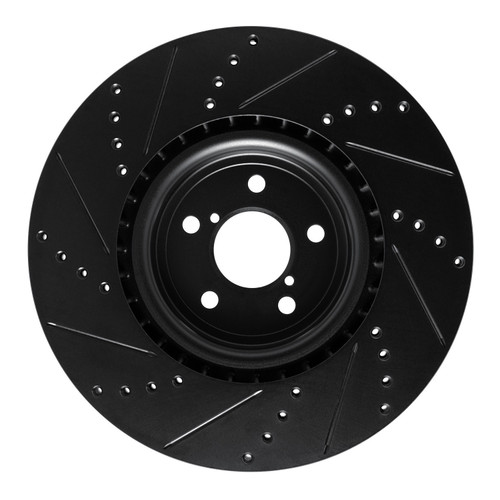 DFC Brake Rotor - Drilled and Slotted - Black 633-13014R