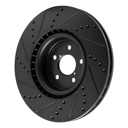 DFC Brake Rotor - Drilled and Slotted - Black 633-13014R