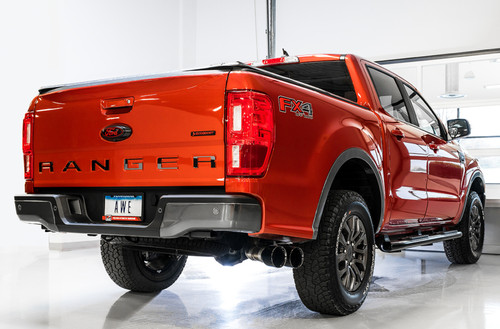 AWE Tuning AWE 0FG Exhaust with BashGuard for Ford Ranger - Dual Diamond Black T