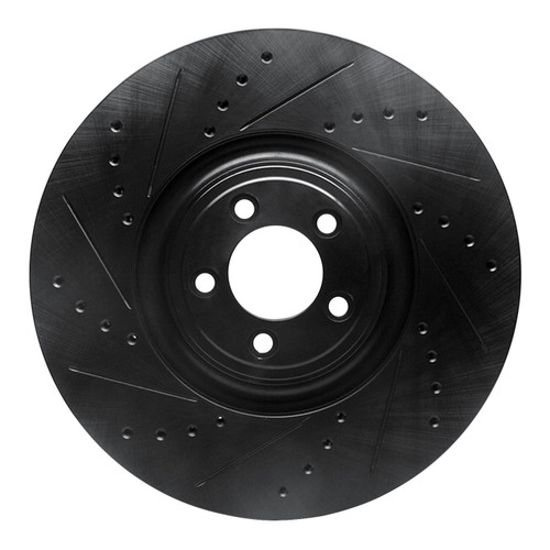 DFC Brake Rotor - Drilled and Slotted - Black 633-20026L