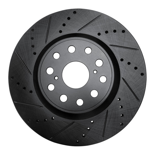 DFC Brake Rotor - Drilled and Slotted - Black 633-75017L