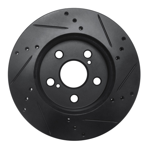 DFC Brake Rotor - Drilled and Slotted - Black 633-76151L