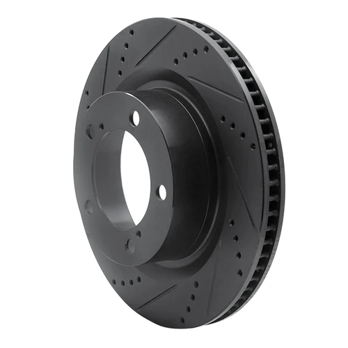 DFC Brake Rotor - Drilled and Slotted - Black 633-76136L