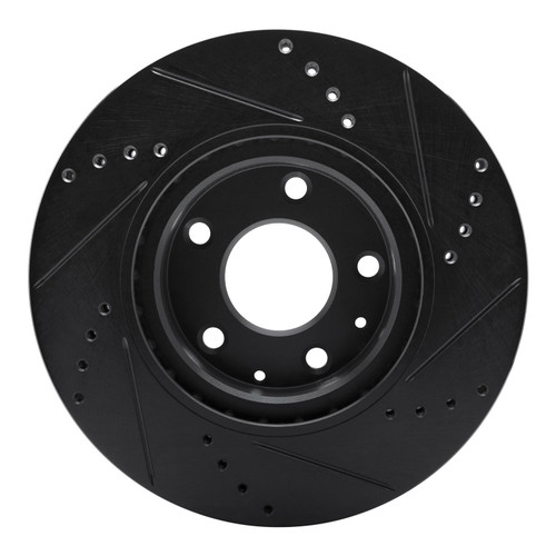 DFC Brake Rotor - Drilled and Slotted - Black 633-80081L