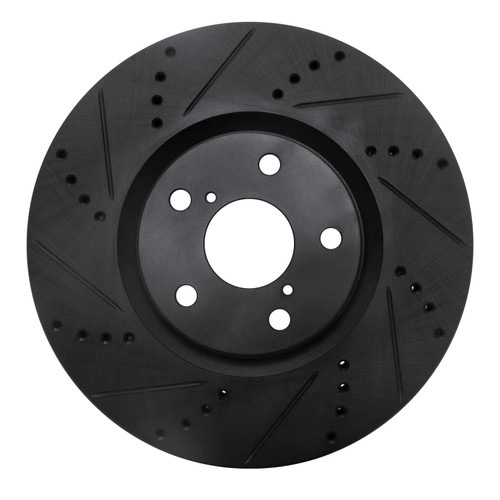 DFC Brake Rotor - Drilled and Slotted - Black 633-76063D