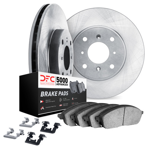 DFC Brake Rotor with 5000 Brake Pads and Hardware Kit 6512-76474