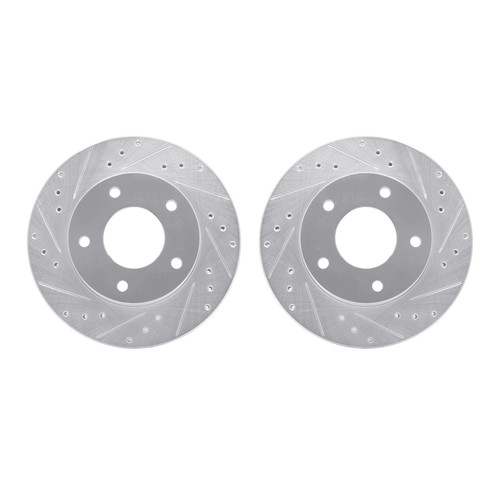 DFC Brake Rotors - Drilled & Slotted - Silver 7002-45016