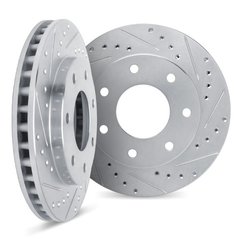 DFC Brake Rotors - Drilled & Slotted - Silver 7002-54095