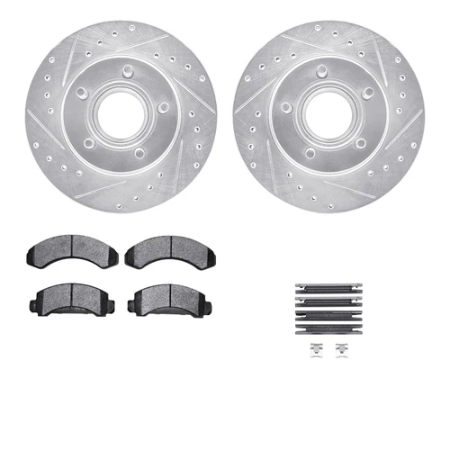 DFC Brake Rotor - Drilled & Slotted - Silver- HD Brake Pad - Hardware 7212-99106