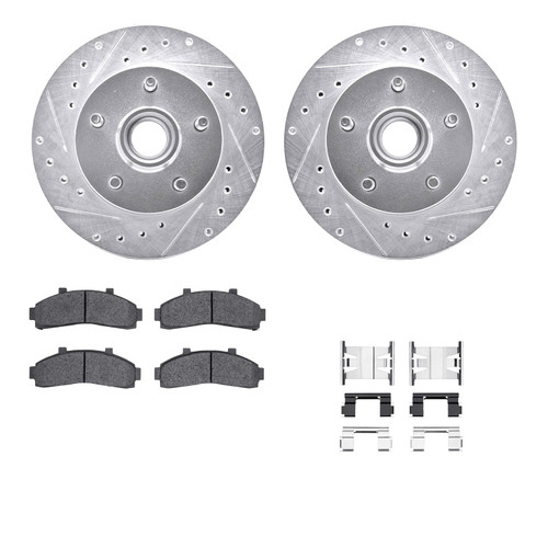 DFC Brake Rotor - Drilled & Slotted - Silver- HD Brake Pad - Hardware 7212-99121