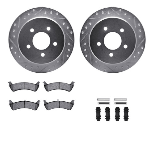DFC Brake Rotor - Drilled & Slotted - Silver- HD Brake Pad - Hardware 7212-99127