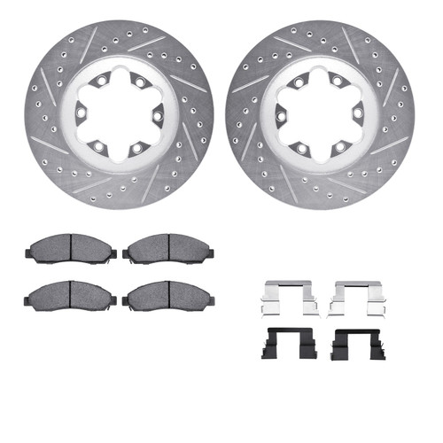 DFC Brake Rotor - Drilled & Slotted - Silver- HD Brake Pad - Hardware 7212-48025