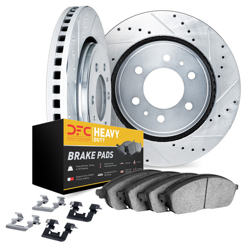 DFC Brake Rotor - Drilled & Slotted - Silver- HD Brake Pad - Hardware 7212-48025