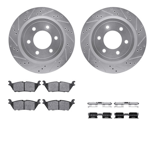 DFC Brake Rotor - Drilled & Slotted - Silver- HD Brake Pad - Hardware 7412-54113