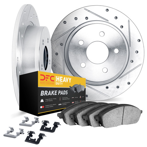 DFC Brake Rotor - Drilled & Slotted - Silver- HD Brake Pad - Hardware 7212-99167