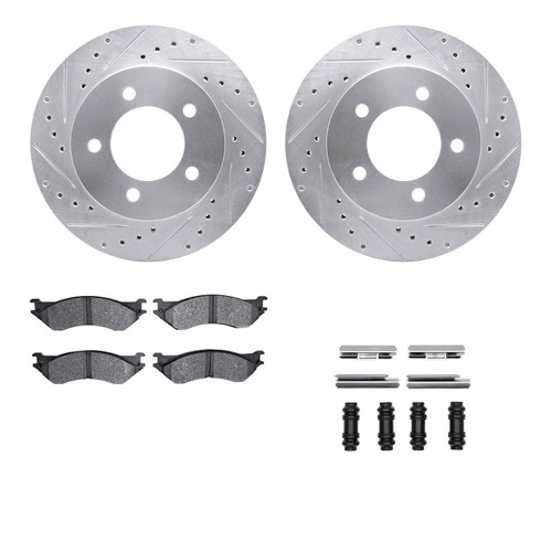DFC Brake Rotor - Drilled & Slotted - Silver- HD Brake Pad - Hardware 7212-99170