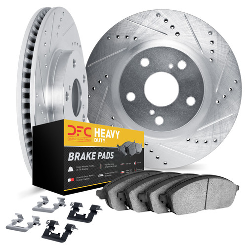 DFC Brake Rotor - Drilled & Slotted - Silver- HD Brake Pad - Hardware 7212-42080