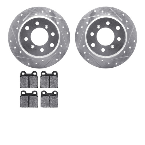 DFC Rotors-Drilled and Slotted-Silver with 5000 Advanced Brake Pads 7502-16000
