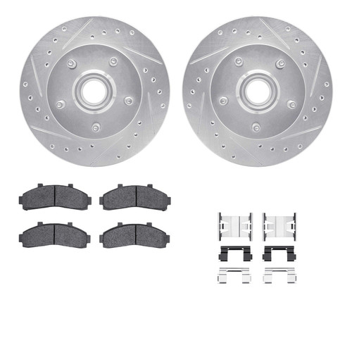 DFC Brake Rotor - Drilled & Slotted - Silver- HD Brake Pad - Hardware 7412-54052