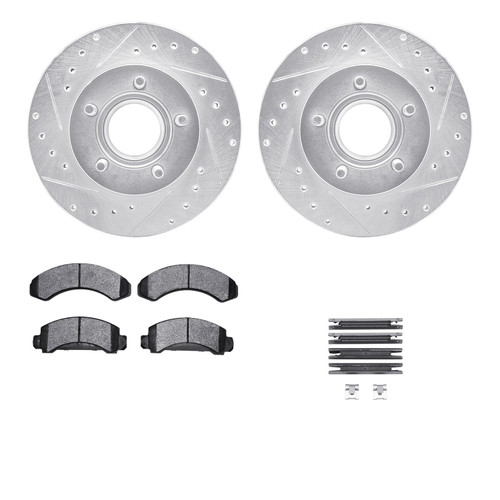DFC Brake Rotor - Drilled & Slotted - Silver- HD Brake Pad - Hardware 7212-99102
