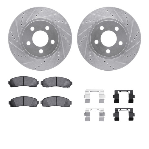 DFC Brake Rotor - Drilled & Slotted - Silver- HD Brake Pad - Hardware 7412-54059