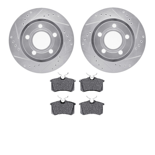 DFC Rotors-Drilled and Slotted-Silver with EURO 5000 Ceramic Brake Pads 7602-74028