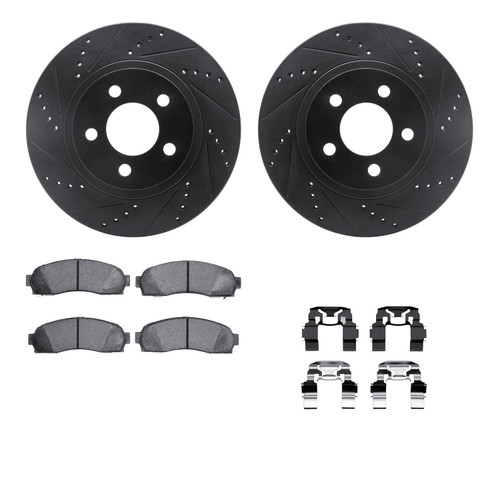 DFC Brake Rotor - Drilled & Slotted - Black- HD Brake Pad - Hardware 8212-99161