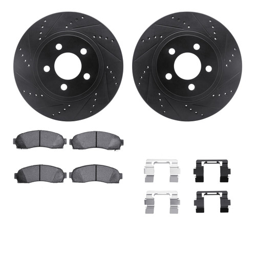 DFC Brake Rotor - Drilled & Slotted - Black- HD Brake Pad - Hardware 8212-99163