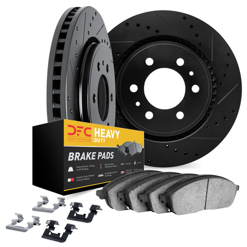 DFC Brake Rotor - Drilled & Slotted - Black- HD Brake Pad - Hardware 8212-44002