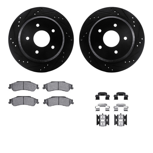 DFC Brake Rotor - Drilled & Slotted - Black- HD Brake Pad - Hardware 8212-48003
