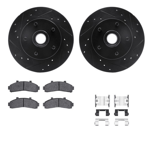 DFC Brake Rotor - Drilled & Slotted - Black- HD Brake Pad - Hardware 8212-99120