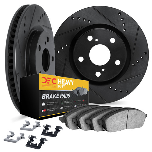 DFC Brake Rotor - Drilled & Slotted - Black- HD Brake Pad - Hardware 8212-42083